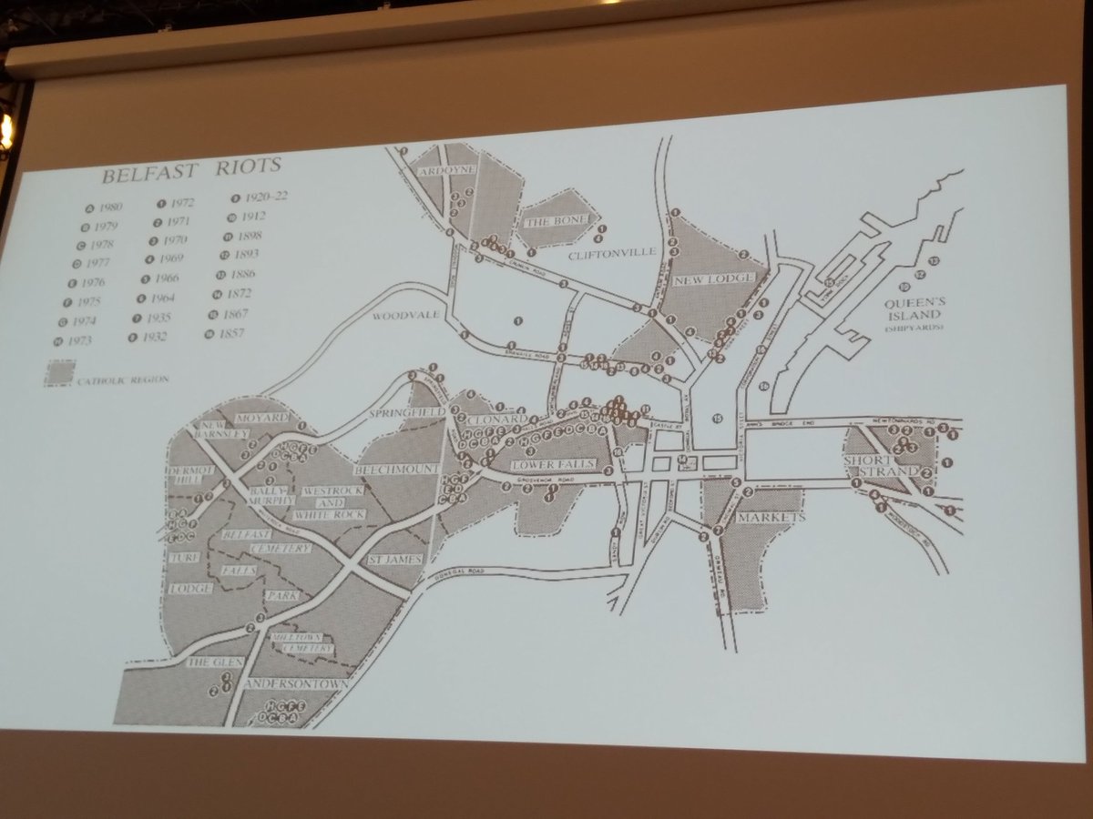 RMcMnow's tweet photo. Map of riots in #Belfast over time shows gradual moving out, following the population #ICHT2022 https://t.co/fFwM6pQ9GR