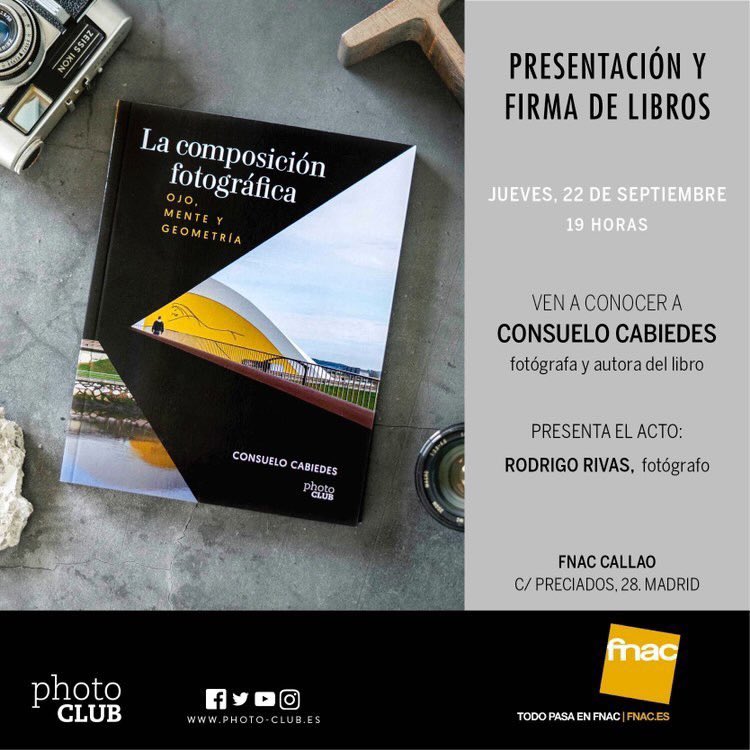 Este próximo jueves 22 a las 19:00, tendré el honor de presentar el libro de <a href="/Ceceeme/">Consuelo Cabiedes</a> de “La Composición Fotográfica”, en <a href="/Fnac_ESP/">Fnac España</a> Callao. Como no de nuestra famosa y genial editorial Anaya <a href="/PhotoClub_es/">PhotoClub</a>. Espero veros a muchos allí !!!