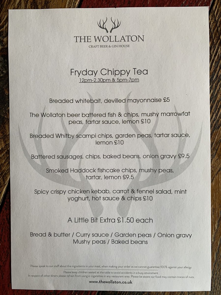 TheWollatonPK's tweet photo. As well as a new menu in both the pub and restaurant, it is also chippy tea Fryday! Come down and try our new Smoked Haddock fish cakes, they are delicious😋
#chippytea #chippyteafriday #fishandchips #smokedhaddockfishcake #batteredsausage #mushypeas #whitbyscampi #chickenkebab https://t.co/qPe2Pknflf