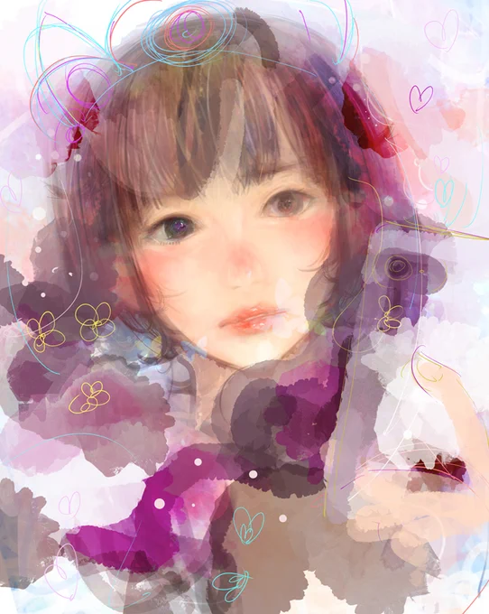 自撮り女子の絵だよ 