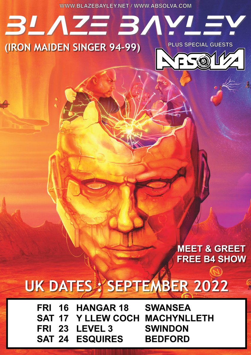 Tonight at Hangar 18 Music Venue: Blaze Bayley with support from Absolva - Last minute tickets available from h18mv.co.uk/Blaze

Doors open 7.30pm - Free Meet &amp; Greet until 8.15pm

#BlazeBayley #IronMaiden #SwanseaGigs #Hangar18MV