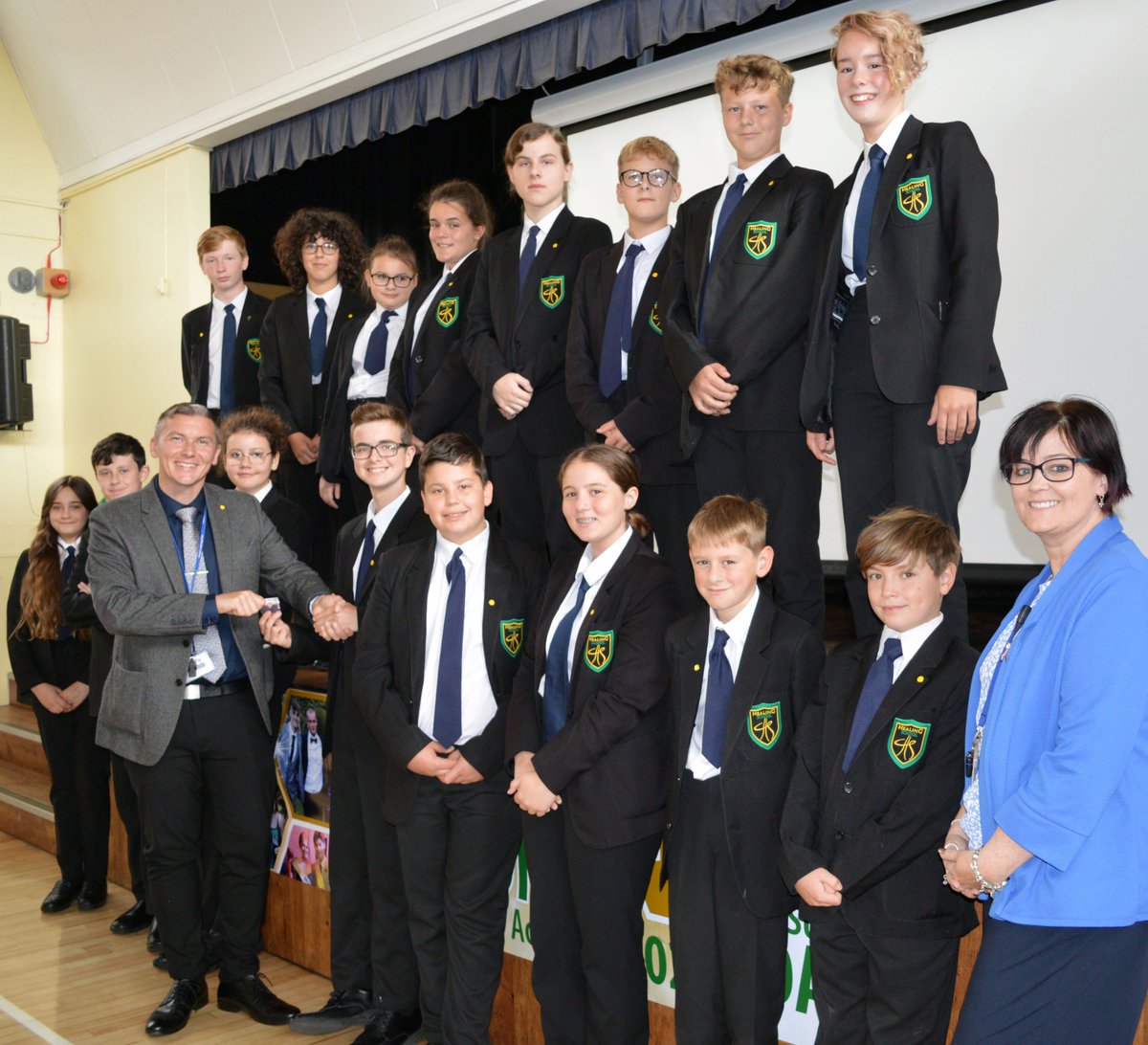 HealingAcademy1's tweet photo. Pupils part of the school parliament received their first 'Pledge' pin badge for motivation. The pupils have been conducting assemblies all this week. 
Well done to our first 'Pledge' achievers!
#MakeAPledge
#motivation https://t.co/NFvS0sdwL8