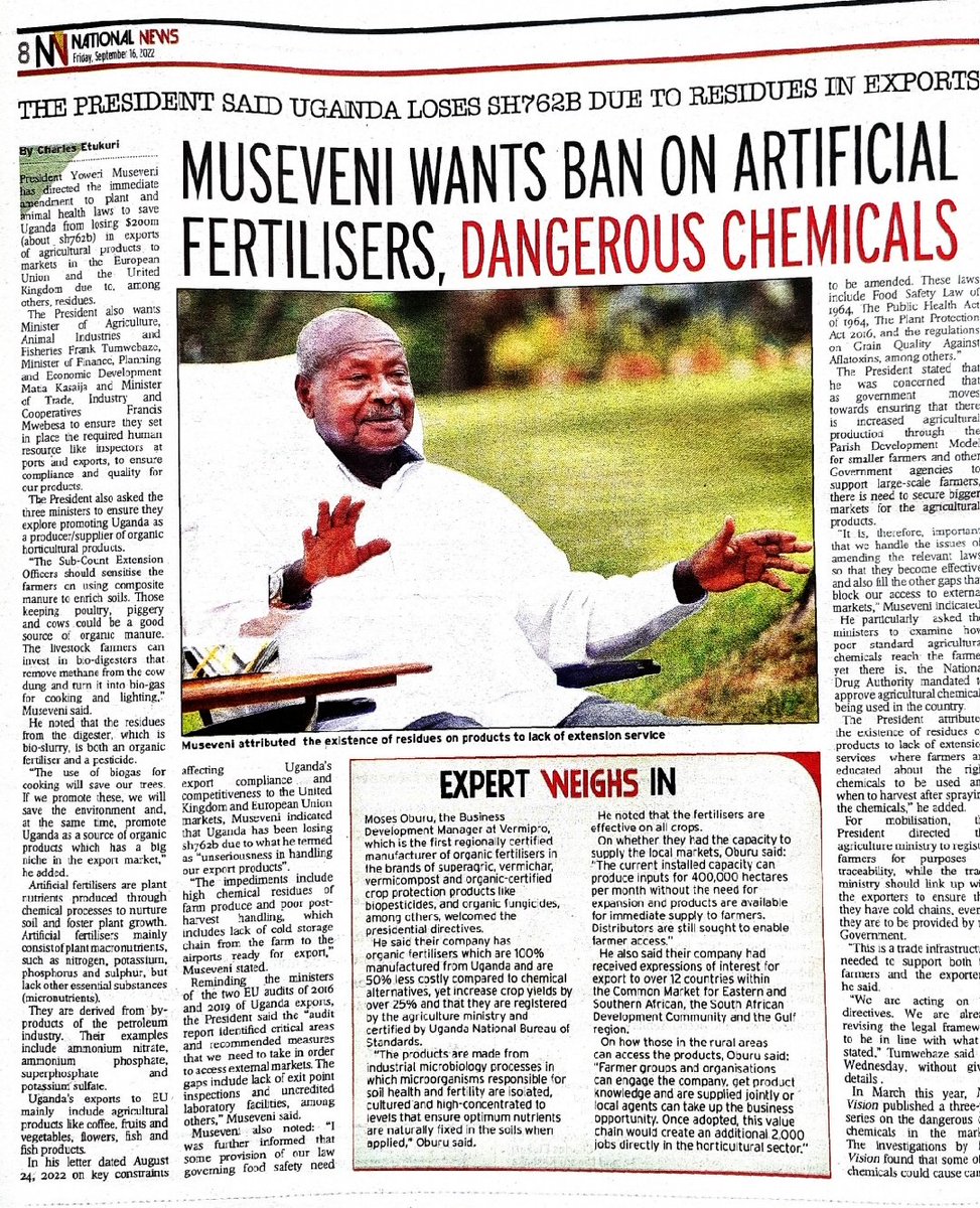 slowfooduganda's tweet image. We commend the president of @GovUganda His Excellence @KagutaMuseveni for highlighting the need for a ban on artificial fertilizers which are indeed enemies of our health and the environment.
We should embrace #organic at any cost.
@pelum_uganda @CefrohtUg @balimisa @IFOAMorganic