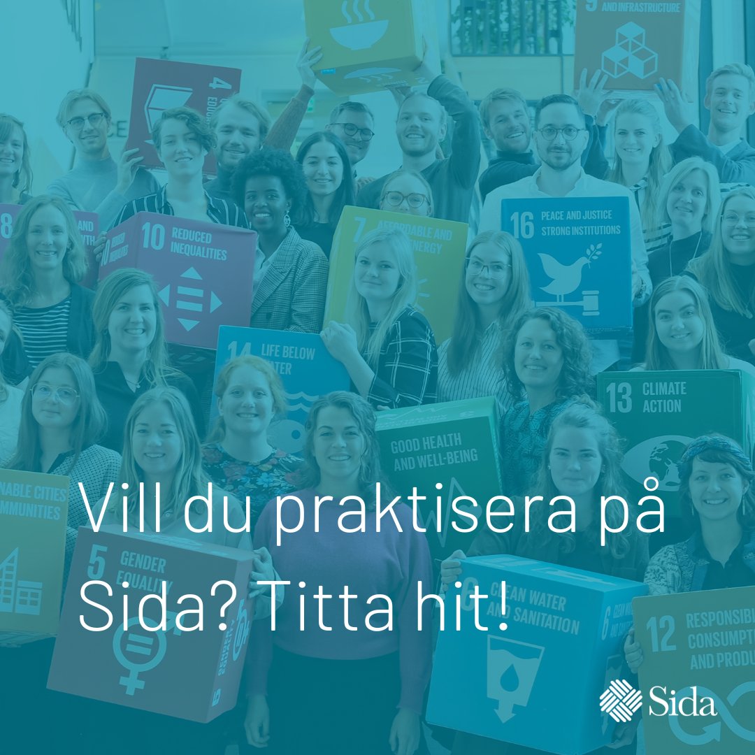 Sida's tweet photo. Är du student &amp; intresserad av globala frågor o utvecklingssamarbete? Vill du skaffa dig erfarenhet från int. utvecklingssamarbete o pröva dina vingar i en modern statlig myndighet? Vi har flera praktikplatser ute just nu!

Välkommen till #teamSida! 🌎
https://t.co/gN2C6keaAy https://t.co/4yfQCLzVQX