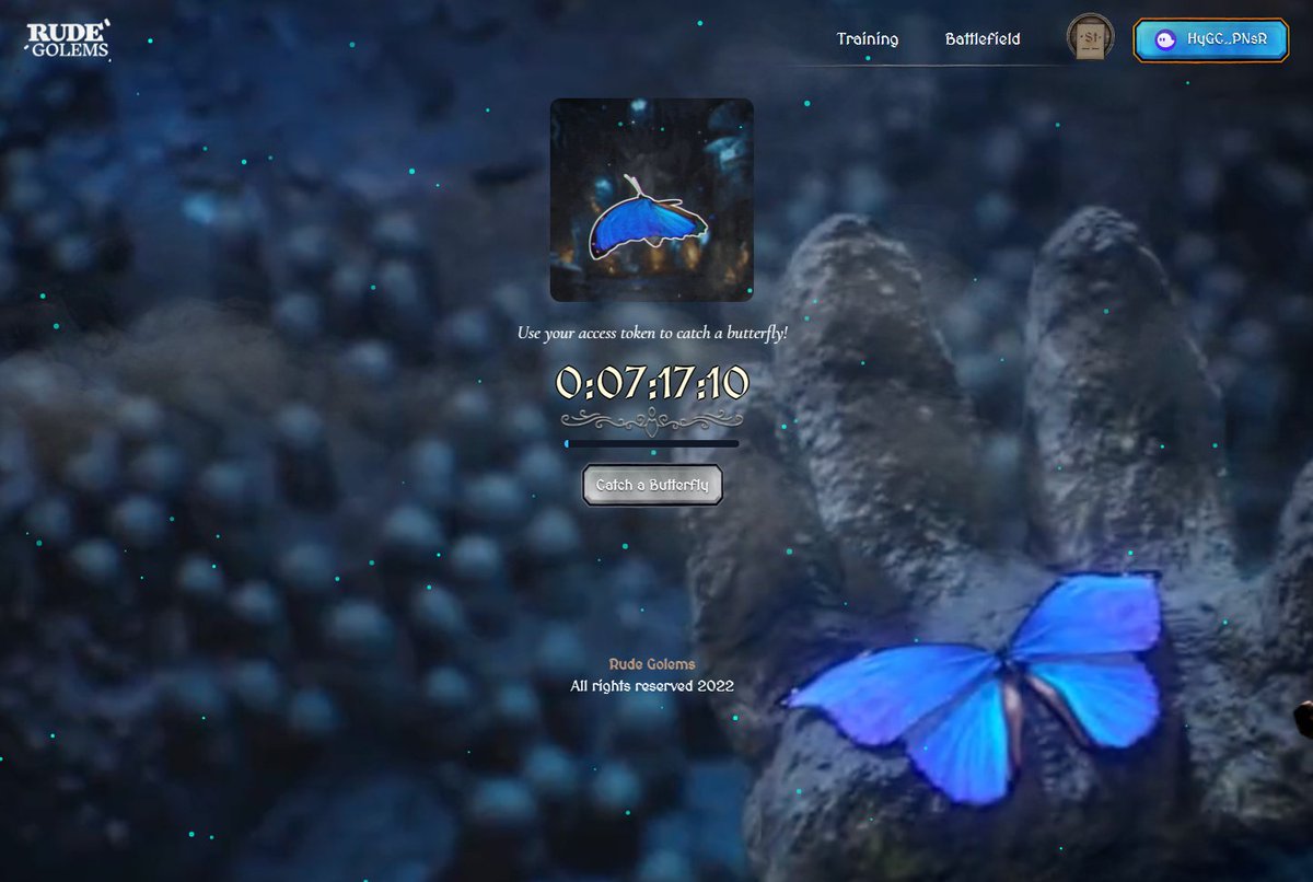 Get ready to mint the butterfly with the Access Tokens we recently airdropped to those Golems who participated in the last war.

Did you get the Access Token? Mint is🆓for you. 

Direct access: app.rudegolems.com/butterfly 

Mint will open in around 7h

Let's catch some butterflies!🦋