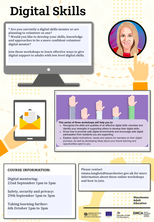 💻 Our friends over at <a href="/MAESWorkReady/">MakeItHappenMAES</a> / <a href="/MAESDigital/">MAESDigital</a> are running a series of workshops aimed at supporting digital volunteers!

Take a look if you're interested in supporting Manchester's goal of improving citizen's digital skills  ⬇️