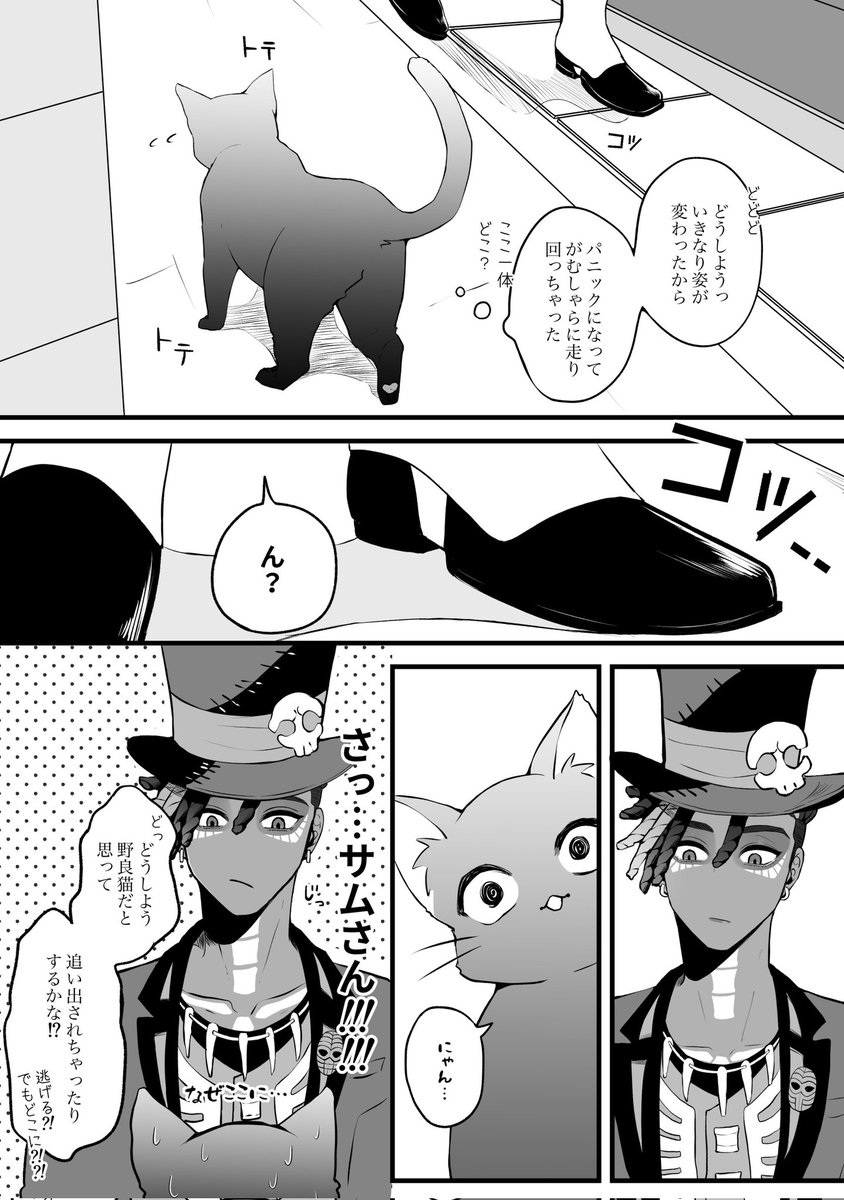 【サム監♀顔あり】 #twstプラス
猫にされちゃった🌸と偶然通りかかった🎩さんの小話 1/2 