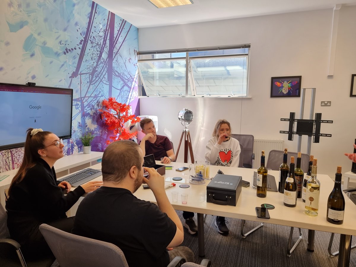 Pixel_Kicks's tweet photo. On Wednesday, John Hood from Jean Juviniere came into the office to give a wine tasting session to some of the team. We've been thinking of having some bottles handy to give out to clients. 🍷 

Thanks again, John! 🤝 https://t.co/oIlg3mhN1G