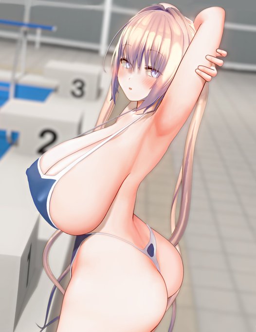 爆乳スク水(乳輪がなし 