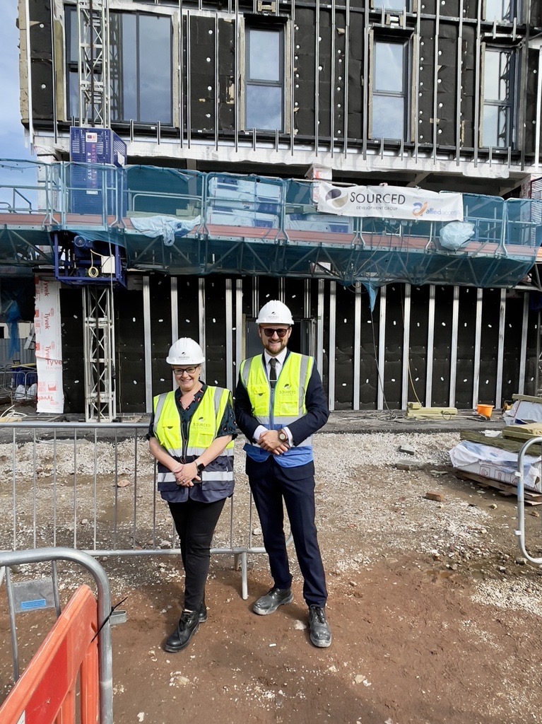 EREProperty's tweet photo. Manchester’s skyline has grown at the fastest pace in the UK and it is not slowing down. We recently met with Alesco to visit the Regent Plaza site &amp; were impressed by the huge progress which has been made in Block B! 
Great work from Sourced Development Group and their team! https://t.co/DdYH16XBvK