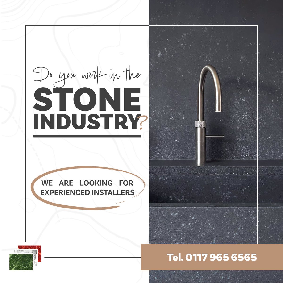 Bristol_Marble's tweet photo. Are you looking to work for one of the most established #Marble &amp; #Granite companies in the South West?
 
We’re looking for experienced installers in &amp; around Bristol, particularly for worktops, vanity &amp; bar tops, etc.
 
Is this you? Call for an informal chat on 0117 965 6565. https://t.co/2UBR4Vs9ni
