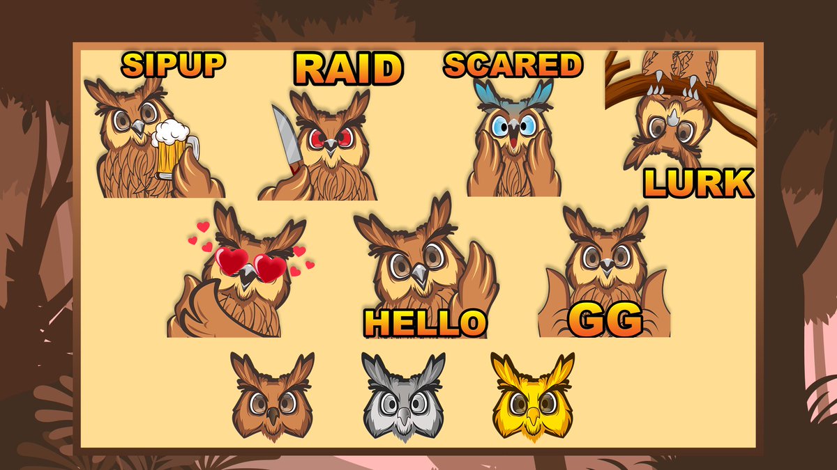 Grafax1's tweet photo. Cute cosmic owl emotes.
Want yours? Contact us now!

#TwitchEmoteArtist #twitch #TwitchStreamers #emotes #twitchtv #SupportSmallStreams #fiverrfreelancer #illustrationartist #grafax #GraphicDesign #TwitchAffilate #twitchgaming #twitchemotes https://t.co/NtJAwXMLhG