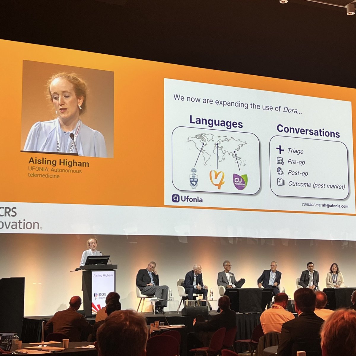 Amazing to see all the engagement from international clinical colleagues with our Associate Medical Director, @AislingHigham, who presented our work on today’s panel session discussing the 5 year future of digital practice in Ophthalmology at @ESCRSofficial #iNovationDay.