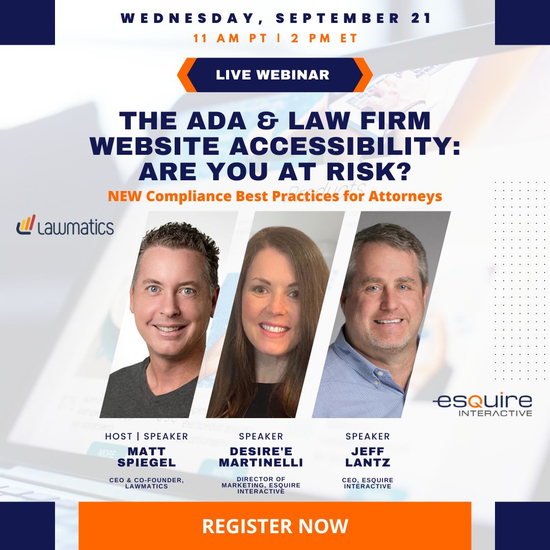 JeffLantzEsq's tweet photo. Website accessibility lawsuits have risen dramatically in recent years, leaving many law firms unsure as to whether they may be at risk for failing to meet recognized website accessibility standards. But what, if anything, is required for ADA website compliance? And why do po ... https://t.co/N5ZoZA5a00