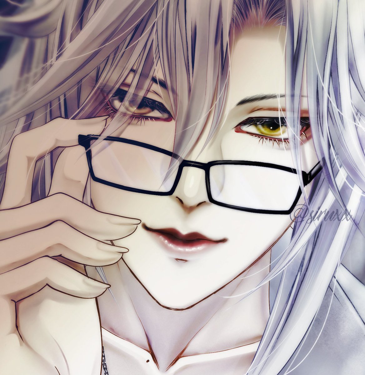 「#自創作男子イラストフェス01素敵な企画参加させてください白髪、長髪、眼鏡の精神」|慧那(えな)5月分有償依頼受付中のイラスト