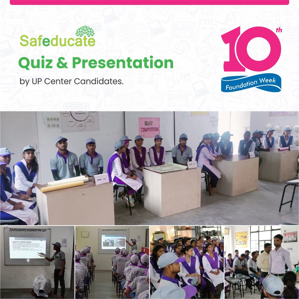 Safeducate's tweet photo. Quiz and Presentation Competition at Up Center to celebrate foundation week in the honour of Safeducate Foundation Day.

#safeducate #safeducatelearning #foundationday #foundation #celebration #celebrationweek #ddugky #ddugkymord #skills #skilldevelopment #skillindia https://t.co/cwT5cQupd2