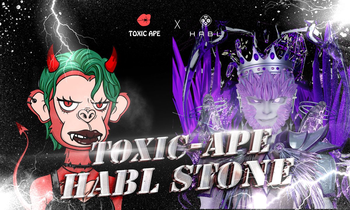 💐 Toxic Ape X 하블스톤 파트너십 체결 💐
 [ Toxic Ape 의 파트너십 이벤트 ]

[협업내용]
-  NFT시장 활성화를 위한 파트너십
- 파트너사로서의 마케팅 협업
- 프로젝트의 커뮤니티 활성화를 위한 교류
- 홀더들을 위한 에어드랍 이벤트 개최

↓