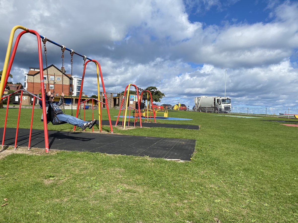 The secret to a happy life by Michael David Sherratt aged 25. A swing and a bin truck.