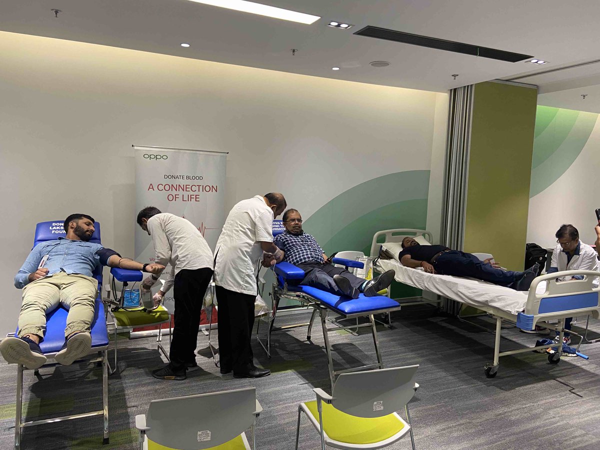 OPPOIndia's tweet photo. Inspired by the #RaktdaanAmritMahotsav @OPPOIndia conducted a Blood Donation Camp at its Factory, Head Office &amp; R&amp;D Centre, receiving an overwhelming response.
Proud to partner with @IndianRedCross in this noble initiative to save lives @VivekVasishtha @damyantsingh @tasleemarifk https://t.co/Zd2sd9mCzk