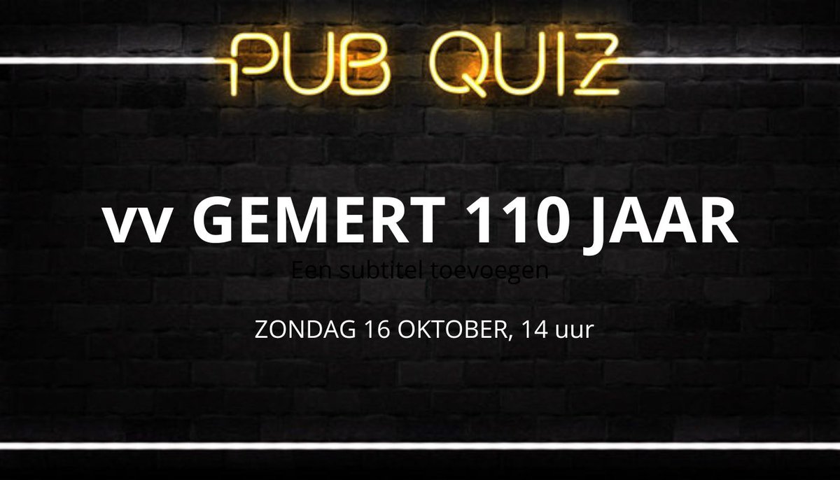 De jubileumweek van <a href="/vvgemert/">vv Gemert</a> nadert. Een van de activiteiten is de grote vv Gemert Pubquiz op zondag 16 oktober. Teams, supporters, vrijwilligers; doe mee! Schrijf je nu in en we maken er een supergezellige middag van. Alle info op de site:
vvgemert.nl/grote-jubileum…