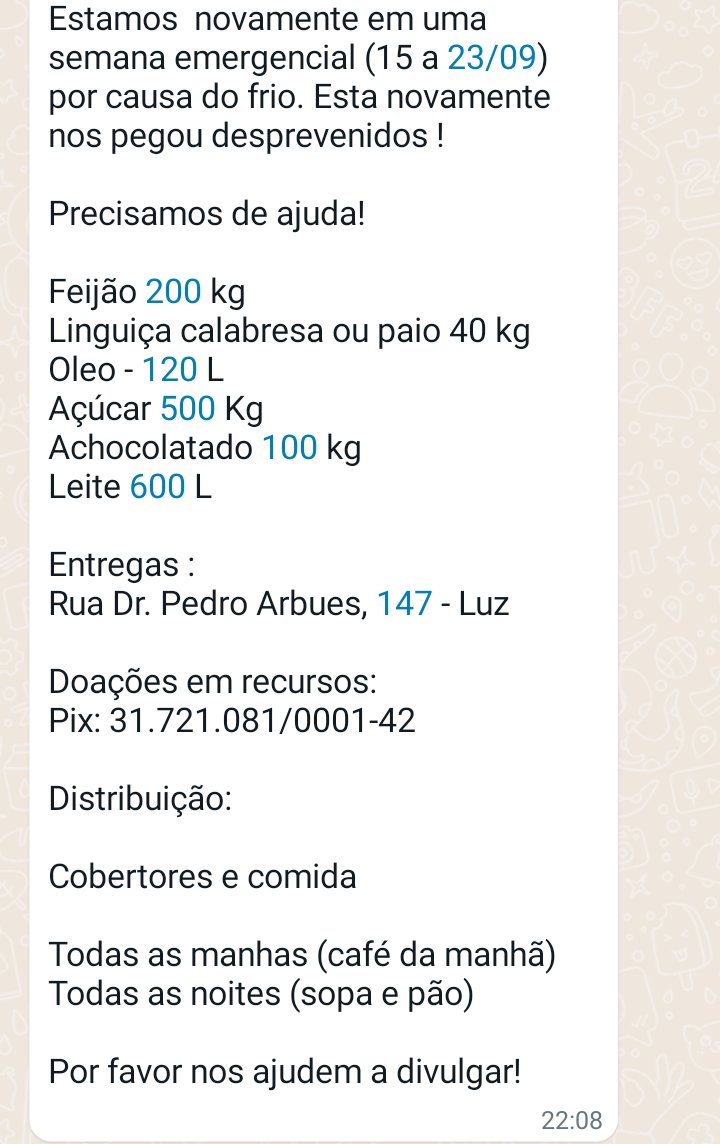 Primavera40Dias's tweet photo. Pessoal, o @paodopovodarua está de novo precisando de ajuda. O pix deles é 31.721.081/0001-42.
A lista de alimentos e endereço de entrega, na imagem abaixo.
AJUDEM! https://t.co/sEQuiwTvuG