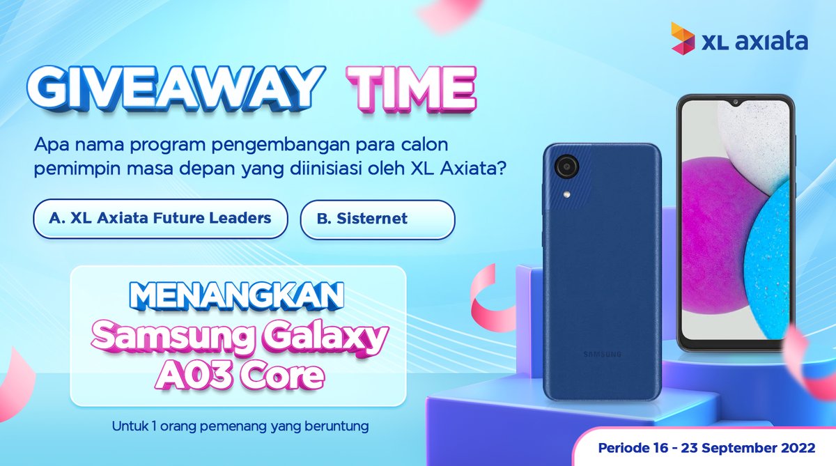 XLSMART's tweet photo. Ikutan giveaway yuk, caranya:

1. Follow @XLAxiata_Tbk 
2. Reply jawaban, dan sertakan hashtag #JadiLebihBaik
3. Like &amp; retweet sebagai tanda kamu sudah ikutan

Semoga kamu yang beruntung 😆 https://t.co/mjz2kiMDnH