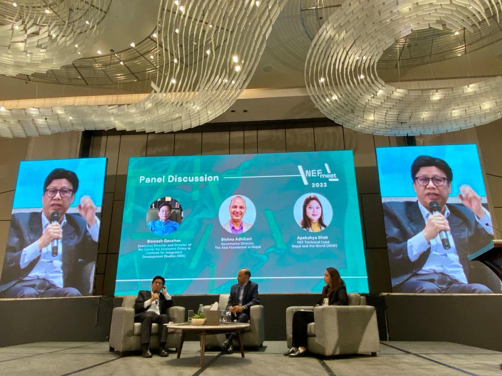 NEFNepal's tweet photo. Biswash Gauchan from @iids1979 and Bishnu Adhikari from The Asia Foundation talk about Role of #ThinkTanks & #PolicyDiscourse. Panel Discussion moderated by Apekshya Shah, @NEFNepal technical lead for Nepal and the World.
Join us live on Facebook - https://t.co/CUK6ks889R https://t.co/MdTO6cUpPZ