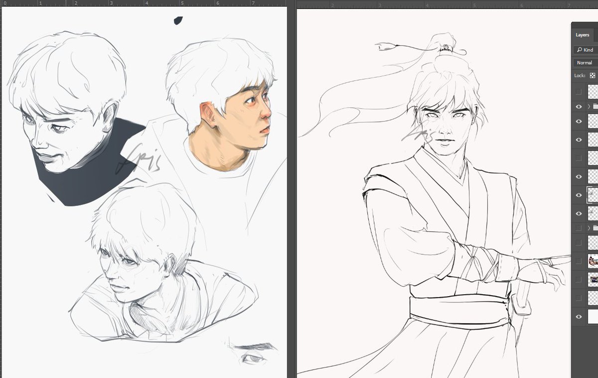 fr_wiwiw's tweet photo. Can't stop me drawing Jisung as Yohan, Woosin, Suhyeon.. also the right one is how I saw Yohan in Joseon era/perhaps somewhere in Japan. I love Rurouni Kenshin too so this happens
Might need to make him look more ragged but idk hmm #Jisung #Yohan #Suhyeon #Woosin #wipart #sketch https://t.co/1Jlu44LfgU