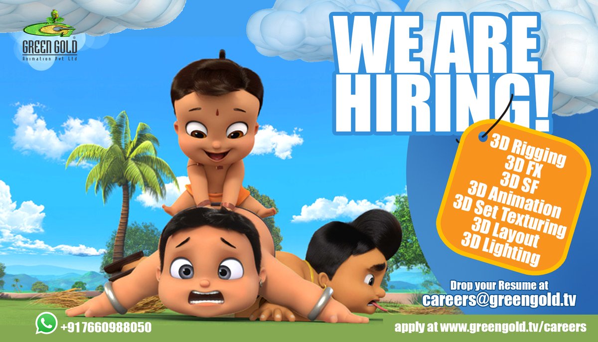 greengoldtv's tweet photo. Green Gold is hiring for various roles in 3D Animation. Come be a part of a fantastic team, apply now to grab this unique opportunity.
Apply now: https://t.co/AXauxWgE0O
#WeareHiring #3DRigging #3DFX #3DSF #3DAnimation #3DTexturing #3DLayout #3DLighting #GreenGoldAnimation https://t.co/tVJl1zf81D