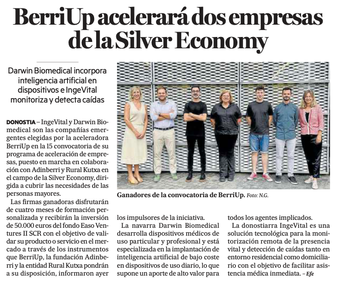 BerriUp's tweet photo. El diario @NotGip se hace eco de las #startups ganadoras de la Silver Economy Call que se unen al programa de #BerriUp en esta edición, que hemos lanzado junto con @AdinberriFund y @ruralkutxa.

¡Nuestra enhorabuena de nuevo a @darwinbiomed e IngeVital!  👏 👏 https://t.co/XuOZOzEwcI