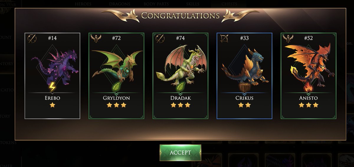 io_dragonwar's tweet image. Although we can't open 5 of 3 rare dragons, it's still a top-notch experience. 

Let's try the feeling of waiting for 5 dragons to appear, my friend: marketplace.dragonwar.io/shop/chest/gen…

#DragonWar #P2E #GameFi #GameNFT #DRAW