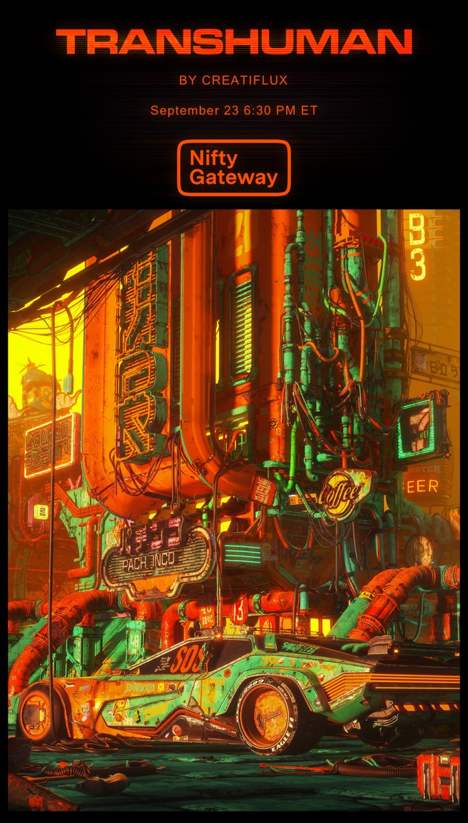 GM Folks 🔥!
Happy to finally reveal some stills from the animations that will be part of the upcoming <a href="/niftygateway/">Nifty Gateway Studio</a> drop "TRANSHUMAN" on September 23
As always twitter compression is 🤮 so i will leave a link below if you wanna peep a better quality.