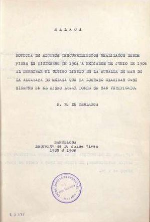 Malaca : noticia de algunos descubrimientos realizados desde fines de diciembre de 1904 a mediados de junio de 1906... (1905-1908) - Rodríguez de Berlanga, Manuel, 1832-1909  

bibliotecavirtualdeandalucia.es/catalogo/es/ca…