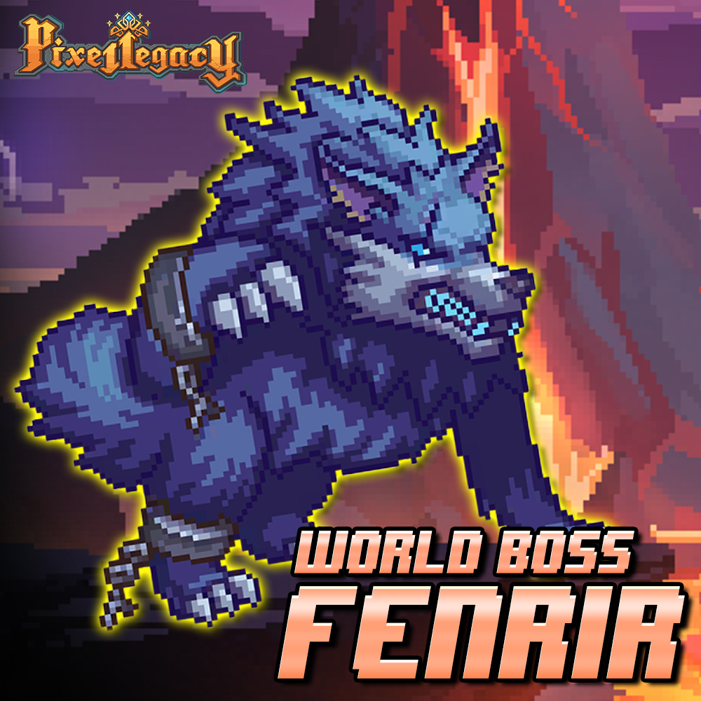 PixelLegacyEN's tweet photo. Soulmates! Did you already have the opportunity to fight the mighty World Boss Fenrir? Your time to challenge him is coming soon! 😱 
❗ He will be in Midgard Square in 8 Hours from now (01:00 UTC0)! ❗ 
Gather all brave friends and fight together! https://t.co/hqgKikcYHX