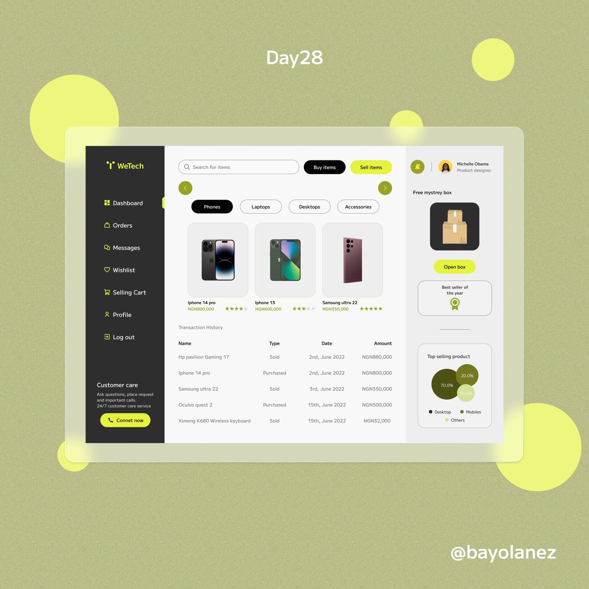 bayolanez's tweet image. #Day28 Designed a Dashboard and a profile page for the web app #I4GDesignChallenge #I4G30DaysofDesign @Ingressive4Good @IMTConf