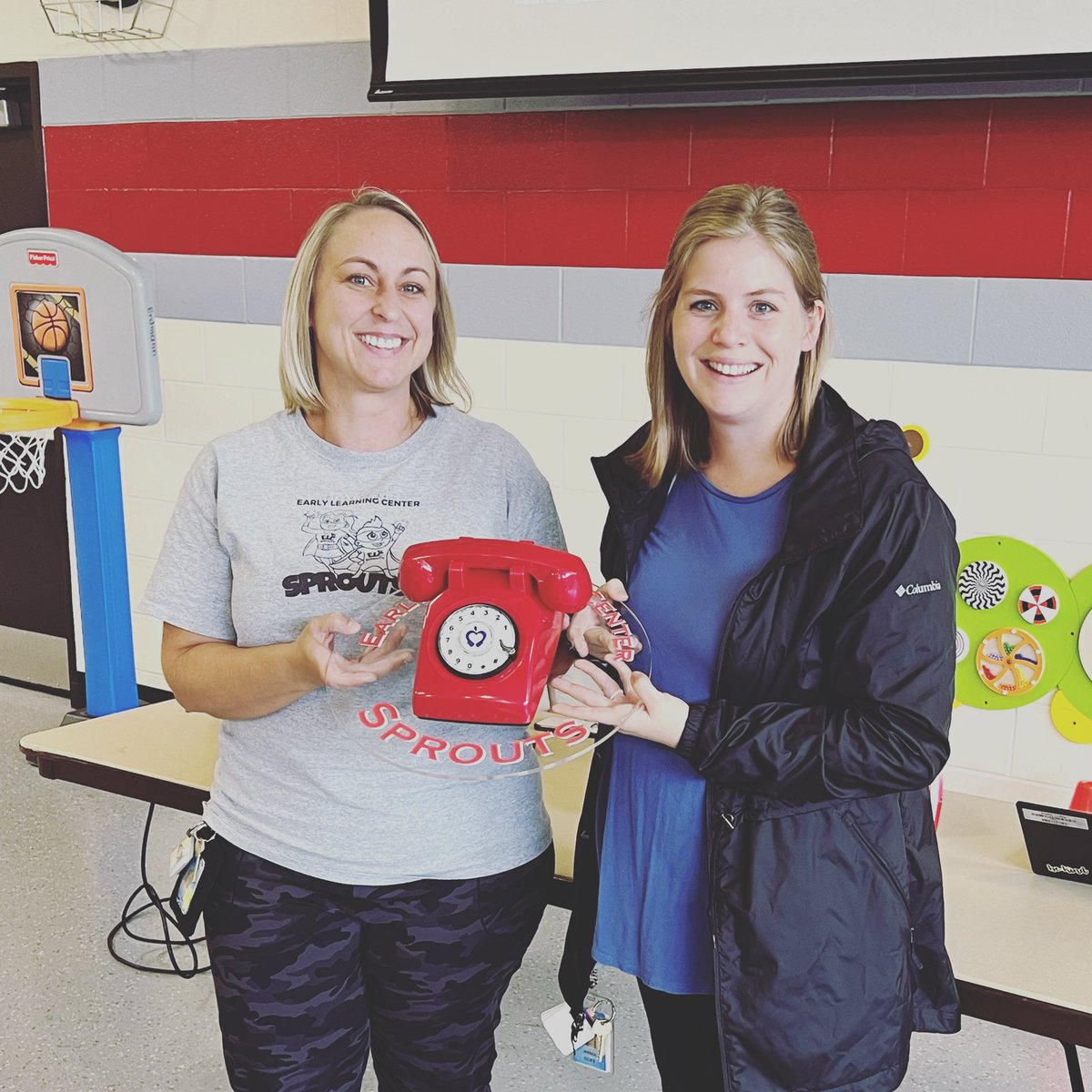 MrsClarkELC's tweet photo. We were excited for our first “Power of Positive Moments” award! Jess and Peggy have worked tirelessly to ensure #PeakMoments for our Sprouts through our PBIS structures. Our Sprouts are exceeding expectations daily #SEED! @CarrieAzab #ShineOn -#Weare54 #WeAreELC ☀️ https://t.co/FG977necCQ
