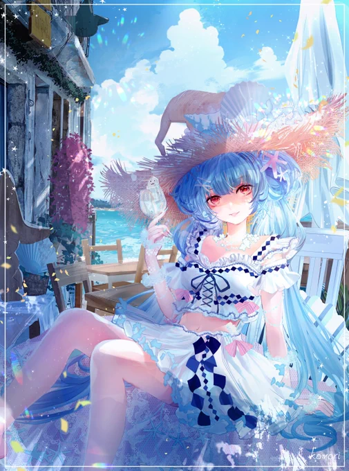 【HUION様イラコンで優秀賞をいただきました】HUION様ご主催「HUION夏と言えばイラストコンテスト」にてこちらの作品に優秀賞をいただきました#イラスト #創作 #HUION 