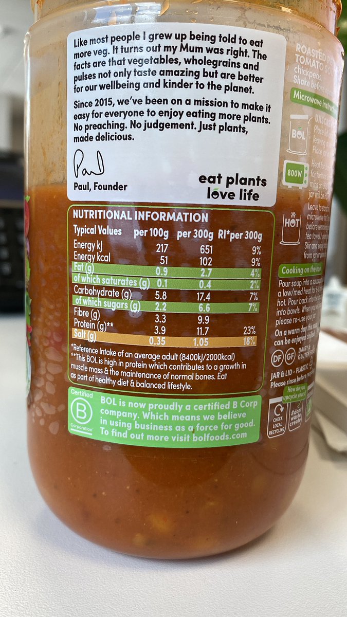 This is some strange maths on your nutritional information <a href="/BOLfoods/">BOL Foods</a> … 100g = 51 calories but 300g = 102 calories 🙈🤣 hmmm