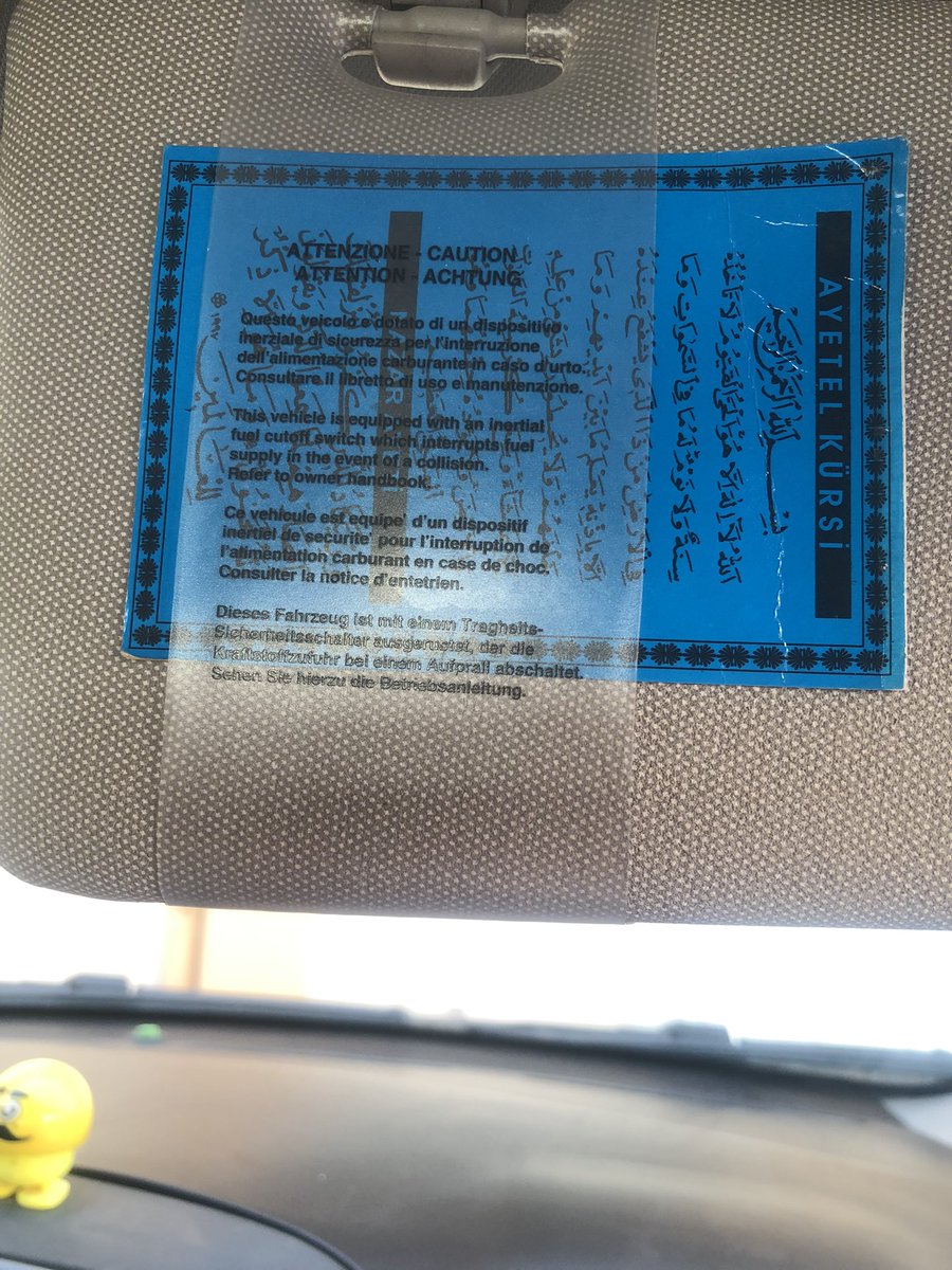 Geçen yıl 2.900 TL.’ye yaptırdığım “Kasko”fiyatının bu yıl 9.000 TL. olduğunu öğrenince, 20 TL.’ye “Ayetel Kürsi” duası aldım. İnşallah korur.