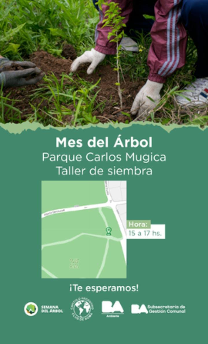 🌱💚 PARQUE CARLOS MUGICA💚🌱
Junto con 
<a href="/SemanadelArbol/">SemanadelArbol</a>
 vamos a estar brindando talleres de germinación, identificación de nativas y ampliar la Red de Sembradores para fortalecer el arbolado de la CABA. 

Quedan invitado/as, ¡no nos planten! 😉🌳