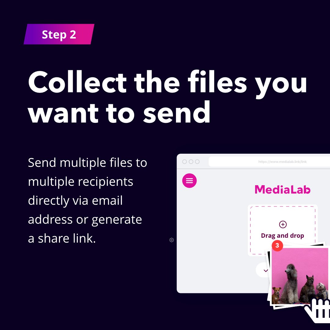 Medialabnl's tweet photo. We’re proud to introduce MediaLab Link: our service that makes it easier than ever to send large files securely.

 MediaLab Link is: 
🔑 Safer
🏎️ Faster
🕑 Always available

Read all about MediaLab Link here: https://t.co/wTCSPGGmym
 
#MediaLab #mediamanagement #filesharing https://t.co/5HRFeiGZ6V