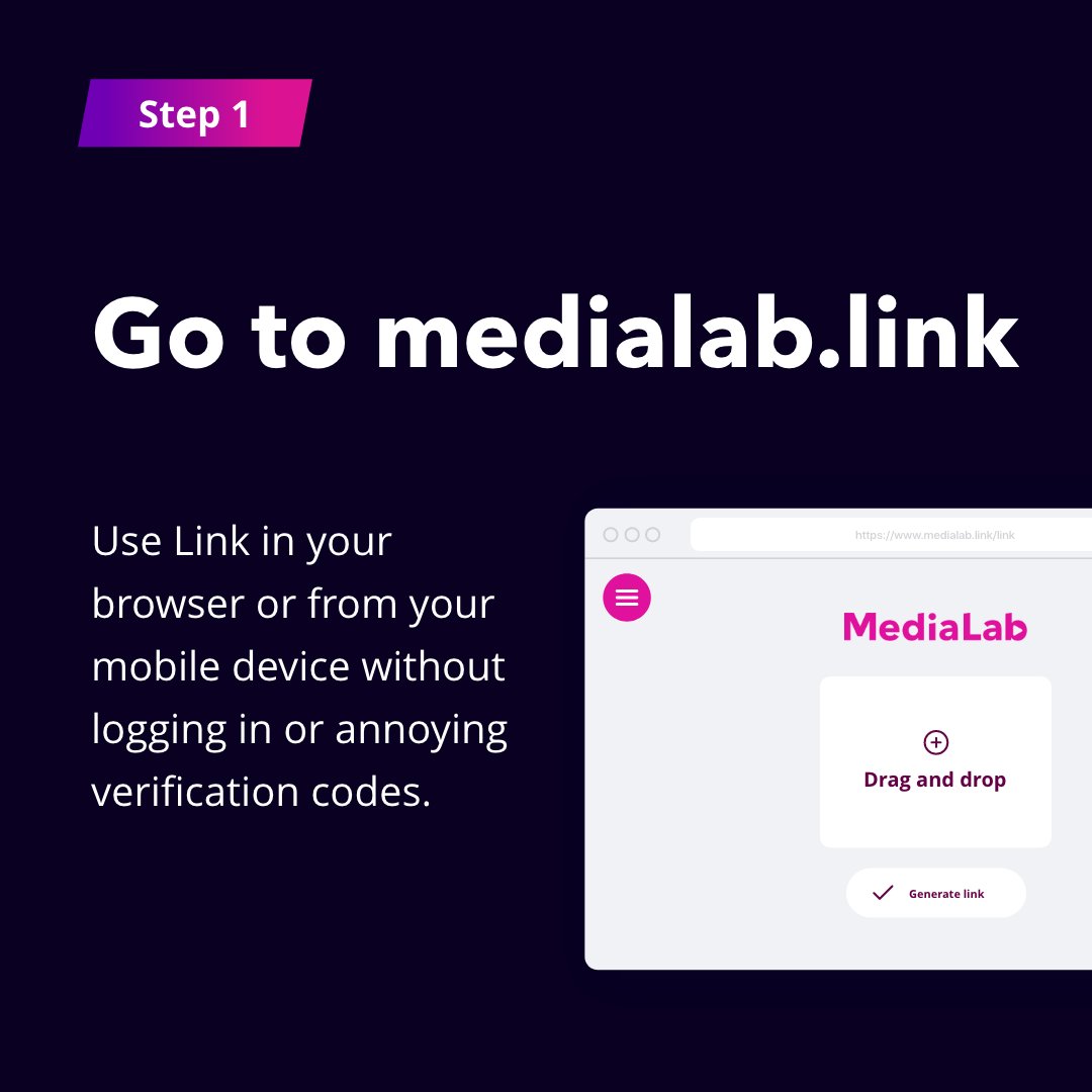 Medialabnl's tweet photo. We’re proud to introduce MediaLab Link: our service that makes it easier than ever to send large files securely.

 MediaLab Link is: 
🔑 Safer
🏎️ Faster
🕑 Always available

Read all about MediaLab Link here: https://t.co/wTCSPGGmym
 
#MediaLab #mediamanagement #filesharing https://t.co/5HRFeiGZ6V