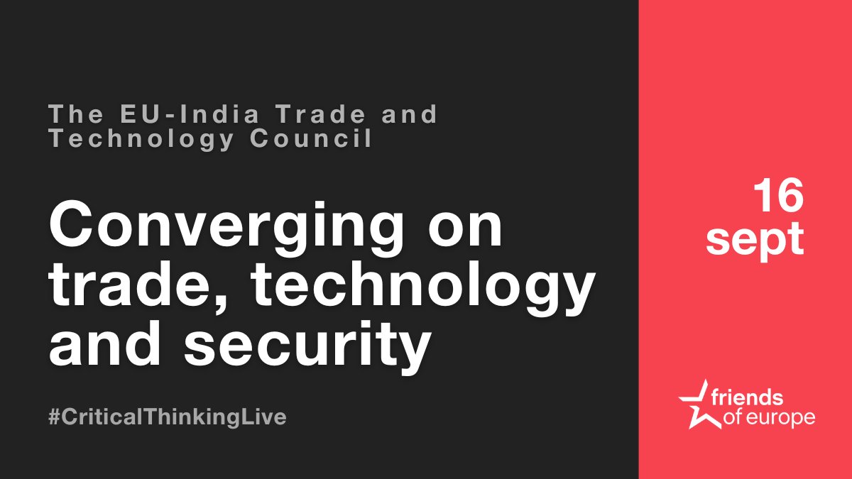 FriendsofEurope's tweet photo. ❗️ STARTING NOW ❗️  | Our #CriticalThinkingLive begins.

On the agenda:
🇪🇺🇮🇳 #EUIndia relations
🌐 #GlobalTrade
 👩‍💻#DigitalRevolution 
...and much more!
🔗 https://t.co/Rn5qvQE32C https://t.co/d5jIcj1VHI