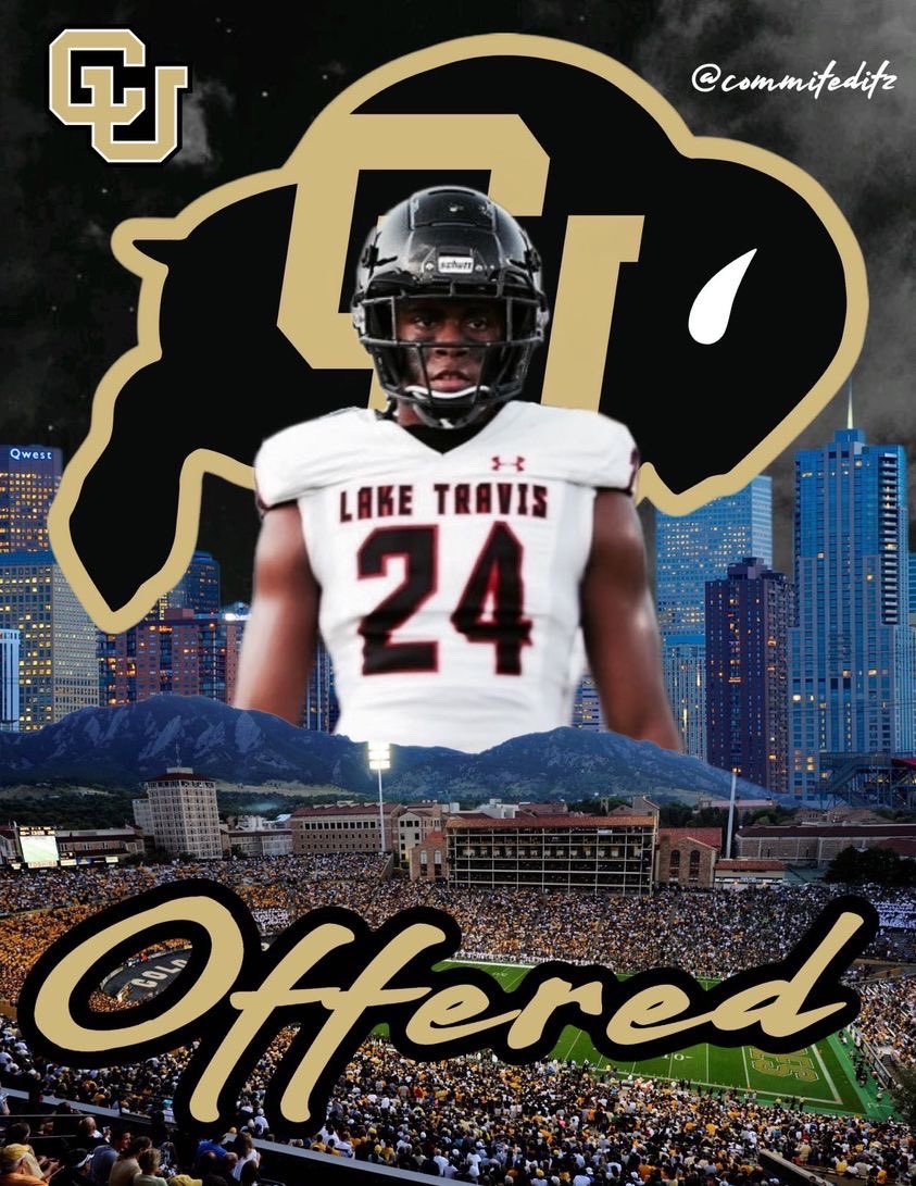 After an amazing conversation with @coachmarksmith I’m blessed and thankful to receive an offer from the University of Colorado 🦬 #GoBuffs @CUBuffsFootball @LT_FBRecruiting @CoachHankCarter @TommyMangino @AndyWangCU @DonnieBaggs_ @CoachCBurton @Perroni247 @commiteditz