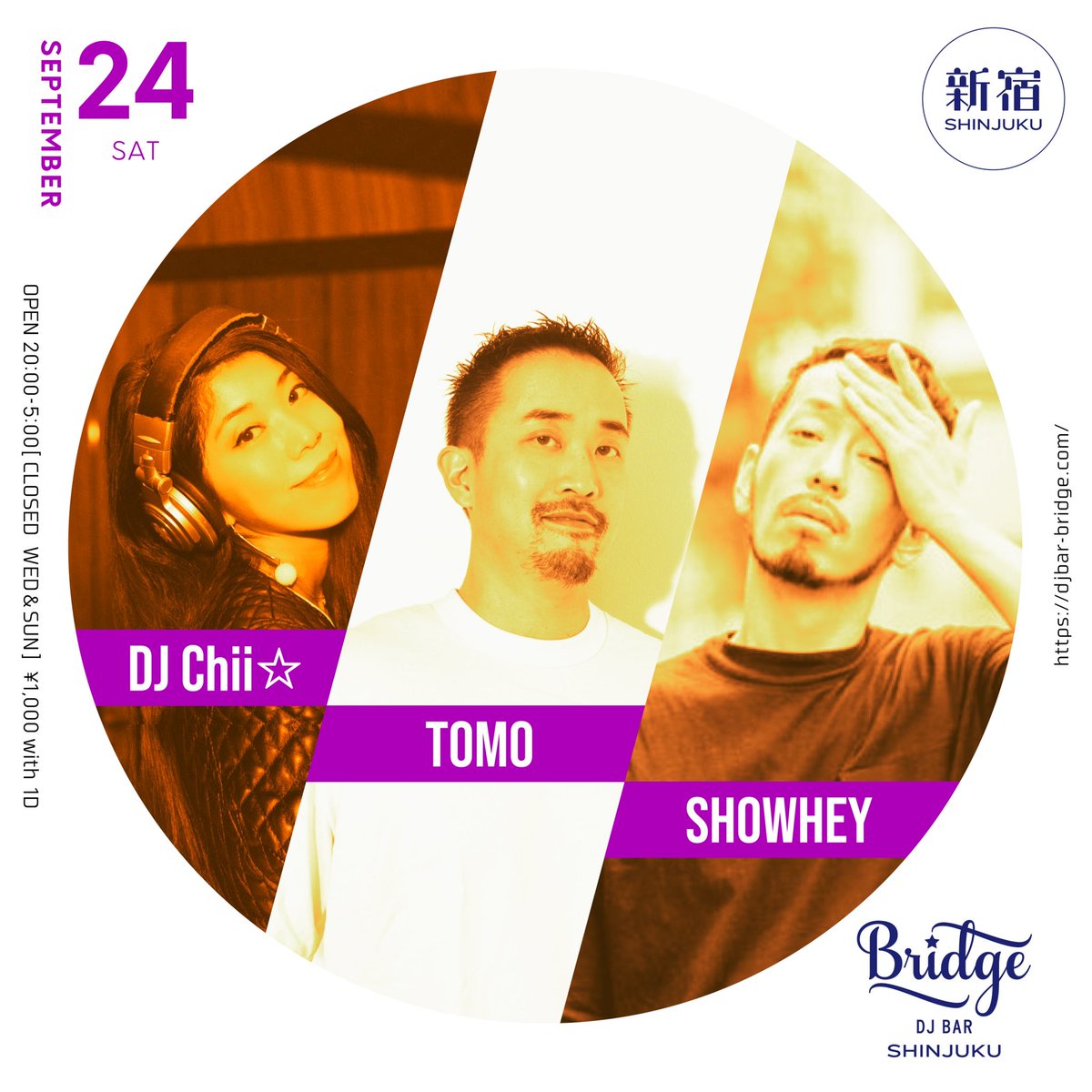 SHOWHEY (@sbt_s) on Twitter photo 今月のブリッジレギュラーデイは
オバBオバスト集合祭♨️
2022.9.24 SAT
at DJ BAR Bridge 新宿
@bridgeshinjuku 
DJ:
TOMO
DJ Chii☆ <a href="/djchiistar/">DJ Chii☆ @子育て中</a> 
SHOWHEY
OPEN 20:00
DJ START 21:00
¥1000/1DRINK
djbar-bridge.com/shinjuku/ 今月のブリッジレギュラーデイは
オバBオバスト集合祭♨️
2022.9.24 SAT
at DJ BAR Bridge 新宿
@bridgeshinjuku 
DJ:
TOMO
DJ Chii☆ <a href="/djchiistar/">DJ Chii☆ @子育て中</a> 
SHOWHEY
OPEN 20:00
DJ START 21:00
¥1000/1DRINK
djbar-bridge.com/shinjuku/