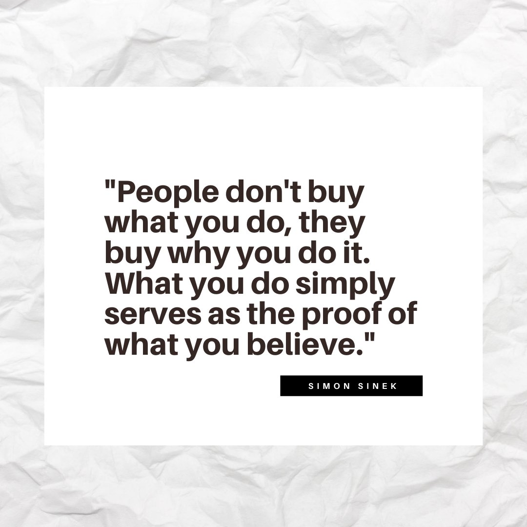 "Every single person, every single organization on the planet knows what they do. Some know how they do it. But very, very few people or organizations know why they do what they do." But "people don't buy what you do, they buy why you do it."

What's your why?

#bethechange