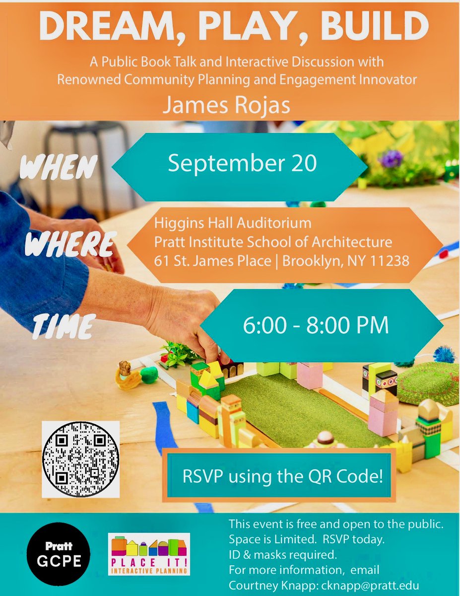 JamesRojas's tweet photo. NYC/Brooklyn Peeps, I will be giving 2 book talks/hands-on workshops. Tuesday at Pratt and Wednesday at Prospect Park. Email me to rsvp  @highlinenyc @PrattGCPE @MetropolisMag @JenergyHa @erinargyle @Elizabeth_Hamby @mftanyc @ITDP_HQ @TransAlt @ColumbiaUD @we_are_CUP https://t.co/emutTqaIsY