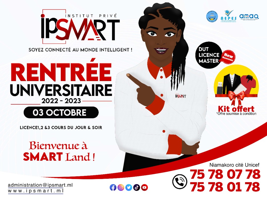 Ipsmart_ml's tweet photo. Imaginez-vous en mode SMART un instant.

Un programme riche et varié, un personnel administratif à votre écoute et surtout un corps enseignant qualifié.
Votre IPSMART, est plus qu'un institut, c'est une forge ! 
#ipsmart
#rentree2022
#soyezconnecteaumondeintelligent https://t.co/VrBKBDVSDZ