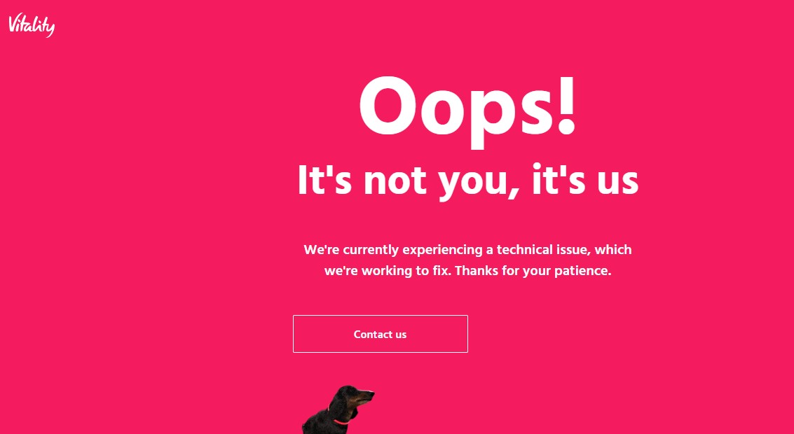 Received my 'Welcome to Vitality' email, registered and set password but no joy on the app or website <a href="/Vitality_UK/">Vitality UK</a> Not a great start
