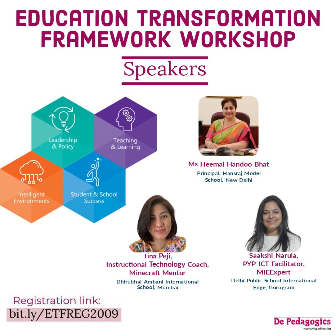 tinapeji_21's tweet photo. Honored to be invited to speak about @DaisMumbai Minecraft Journey at Education Transformation Framework Workshop hosted by @DePedagogics 

🗓: 20th September 
⌚️: 15:00-17:00 IST
🔗To register: https://t.co/KeuvaXJXzh 

@PlayCraftLearn #MinecraftGlobalMentor
#ETF #MicrosofEdu https://t.co/pCHLexYpsO